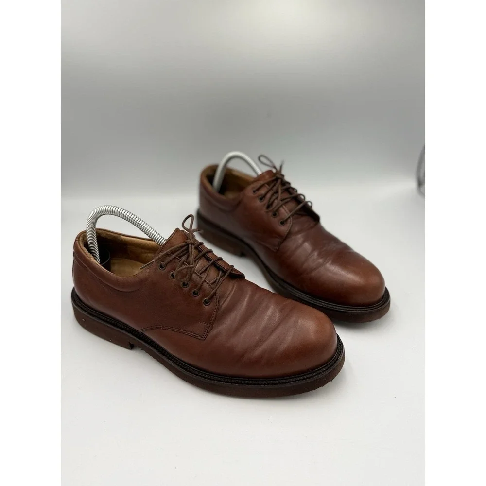 Clarks Oxford Leather Dress Shoe Men's Size 9M Brown Lace Up Italian Made 36845
